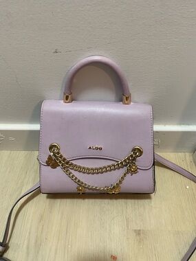 ALDO Lilac Satchel with Gold Chain Embellishments